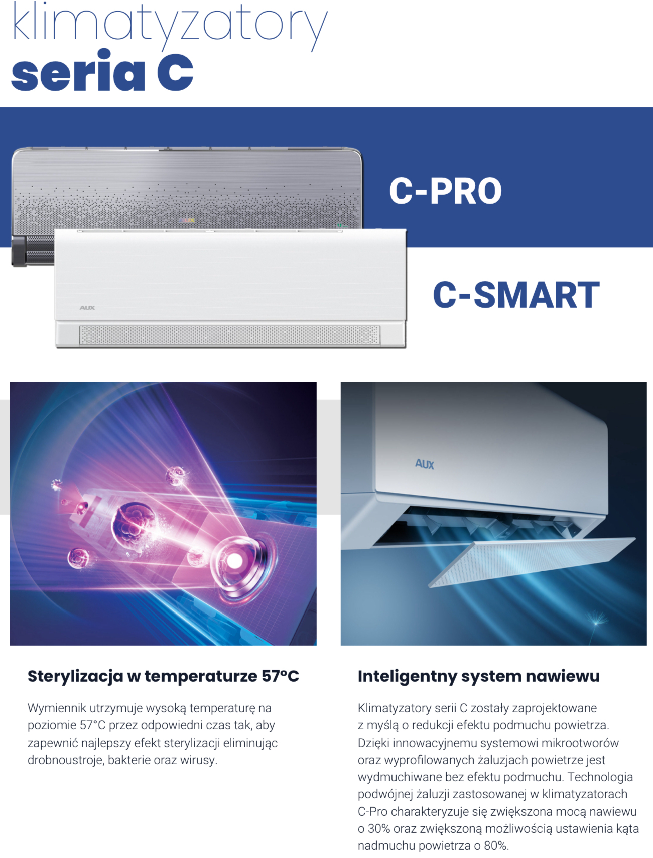 Klimatyzator ścienny AUX 12CA C-Smart seria CA 3,5kW